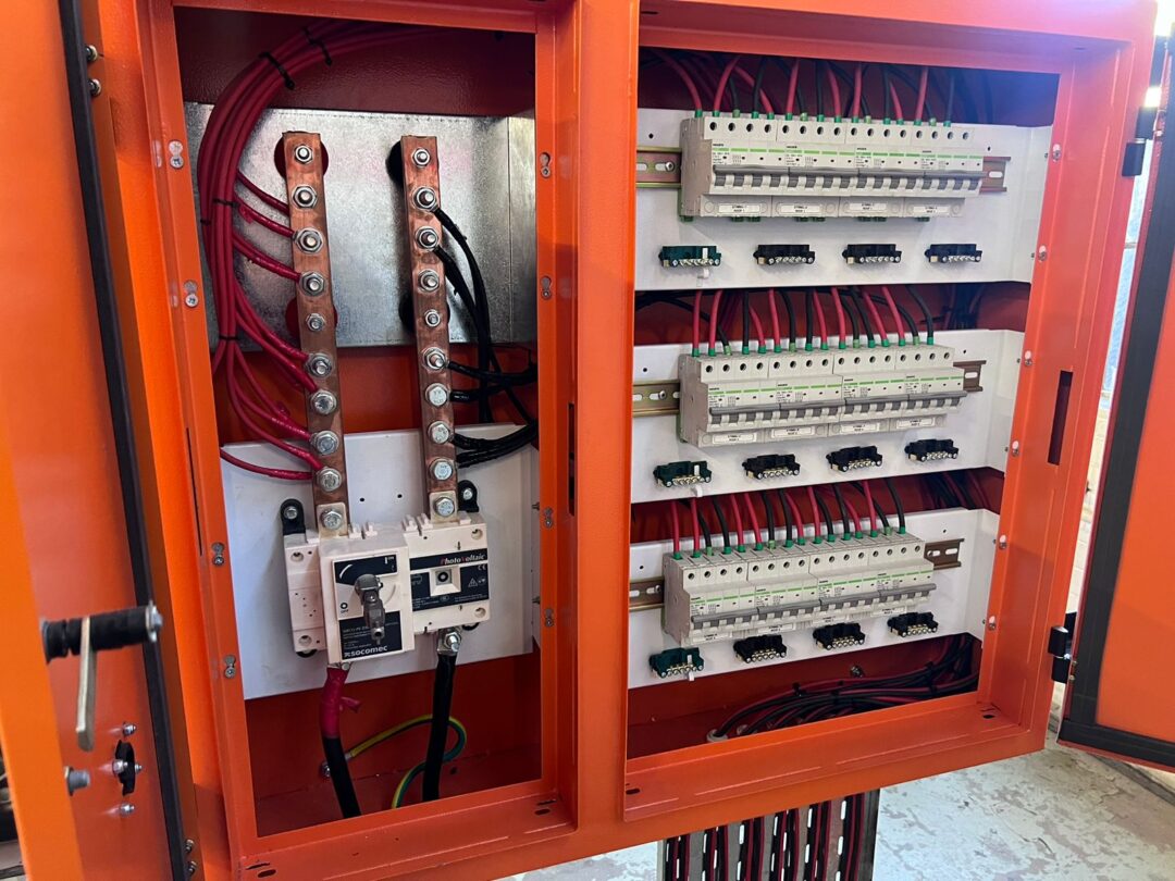 Close-up of electric box installed by EBS Solar and Electrical